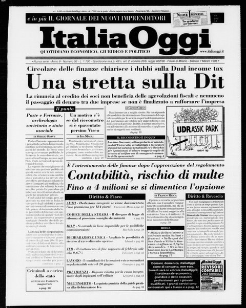 Italia oggi : quotidiano di economia finanza e politica